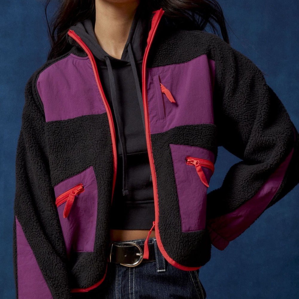 Urban Outfitters BDG Bruce Fleece Spliced Zip-Up Jacket